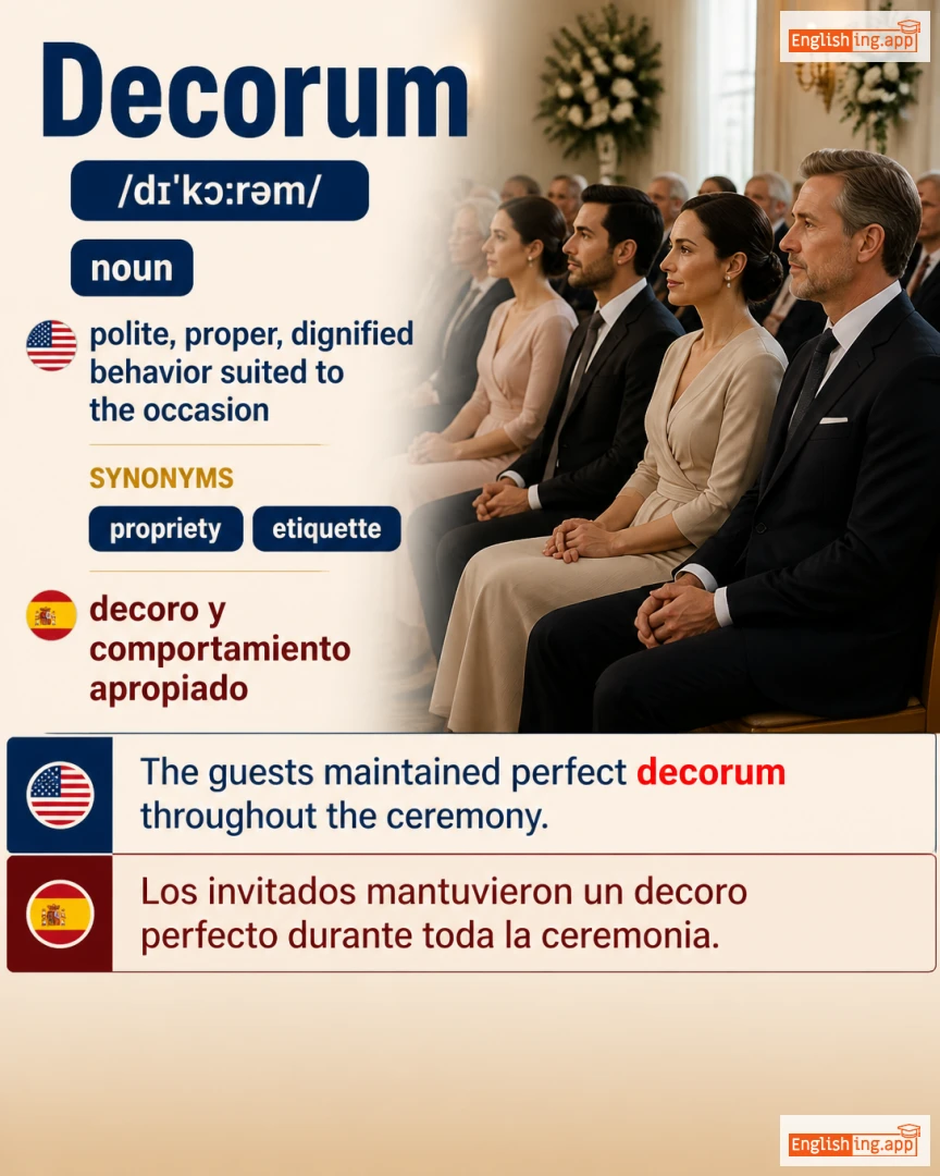 Decorum: English vocabulary meaning and example