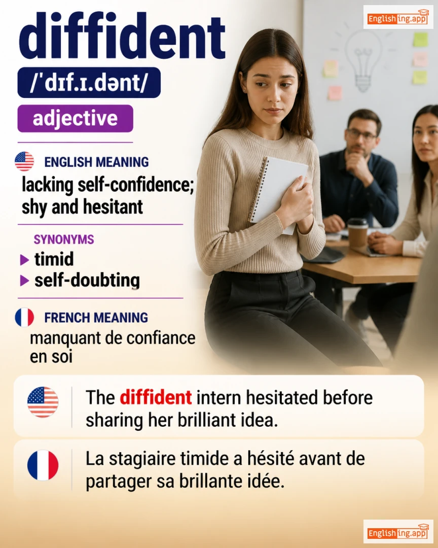 Diffident: English vocabulary meaning and example