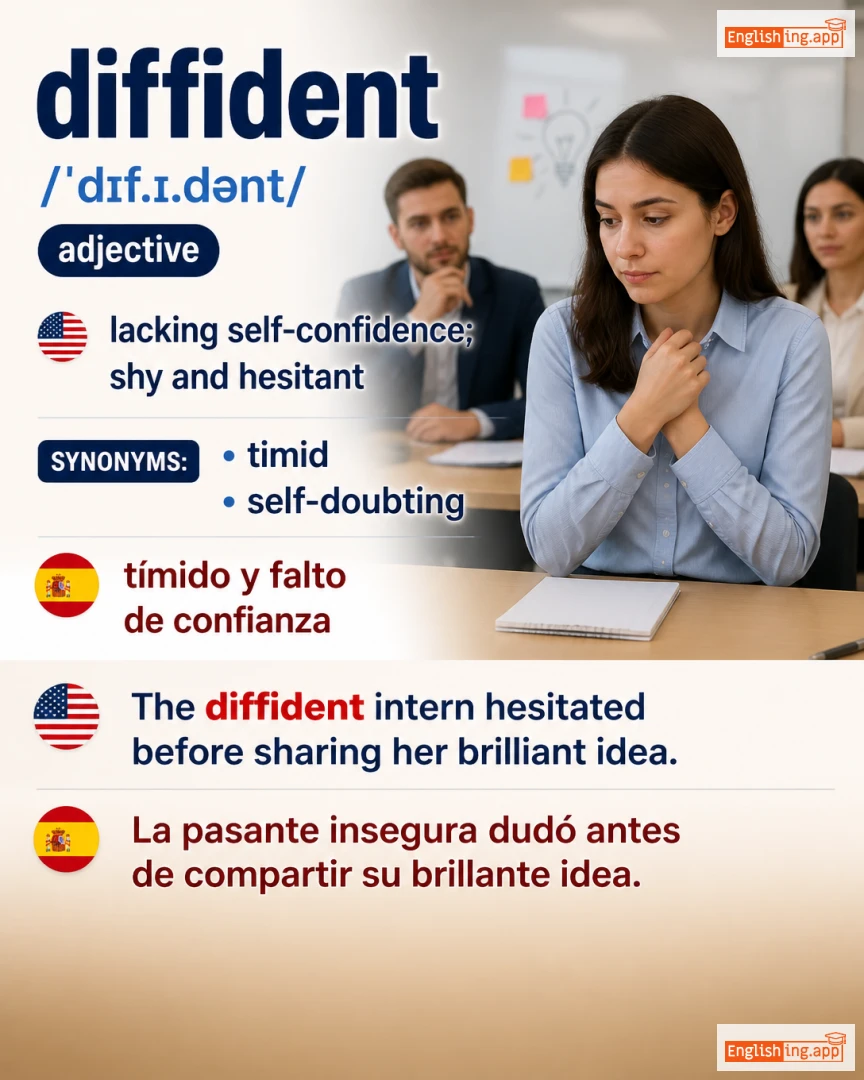 Diffident: English vocabulary meaning and example