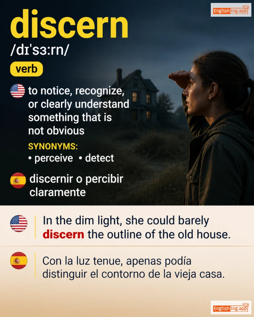 Discern: English vocabulary meaning and example