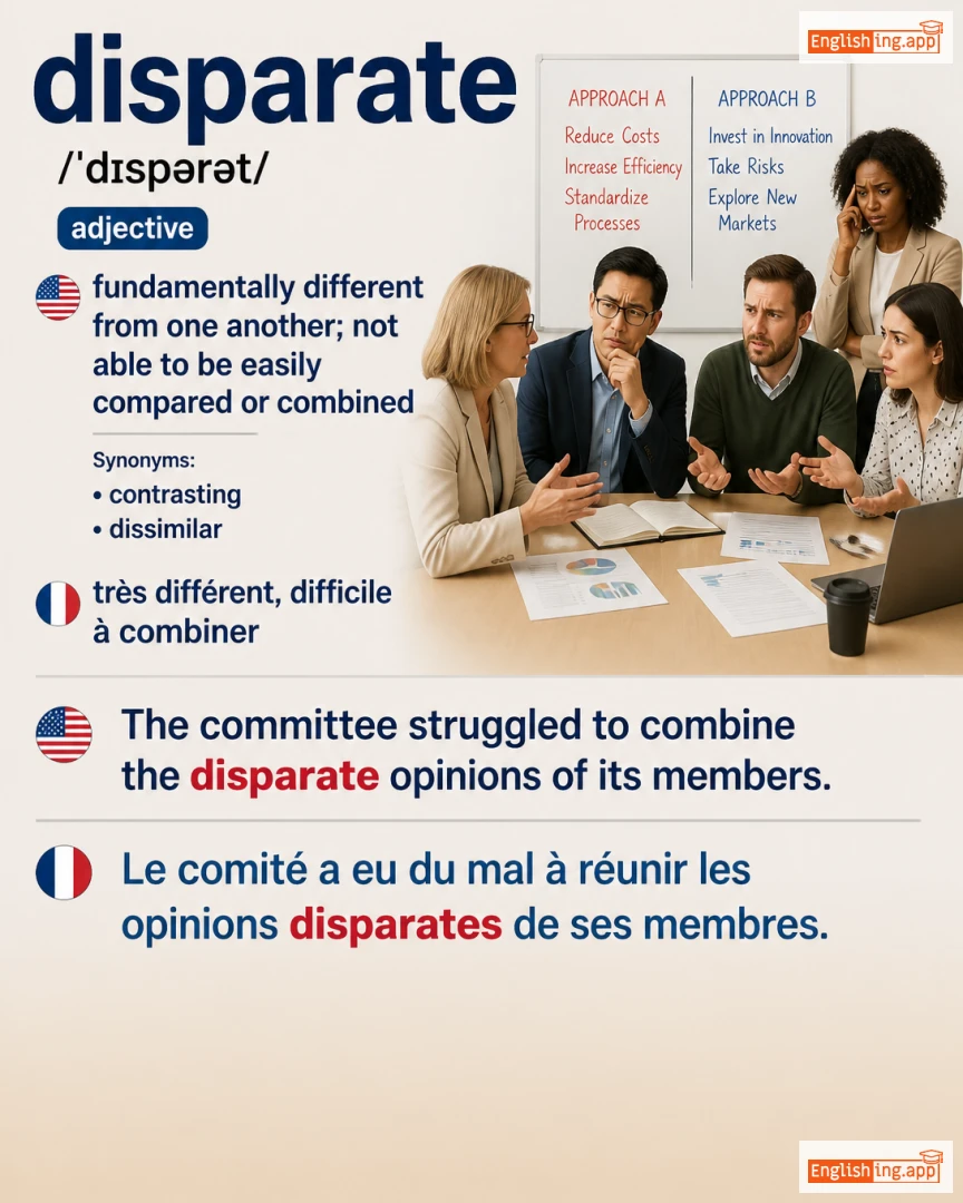 Disparate: English vocabulary meaning and example