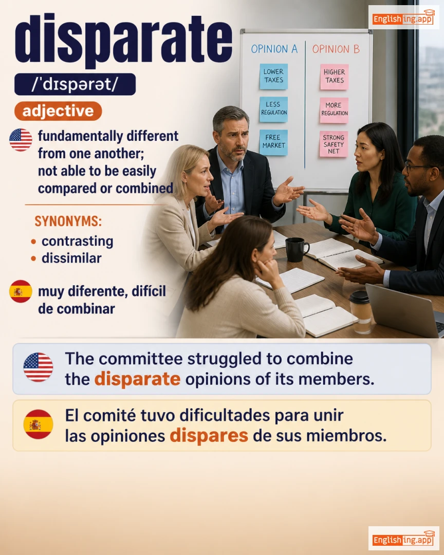 Disparate: English vocabulary meaning and example