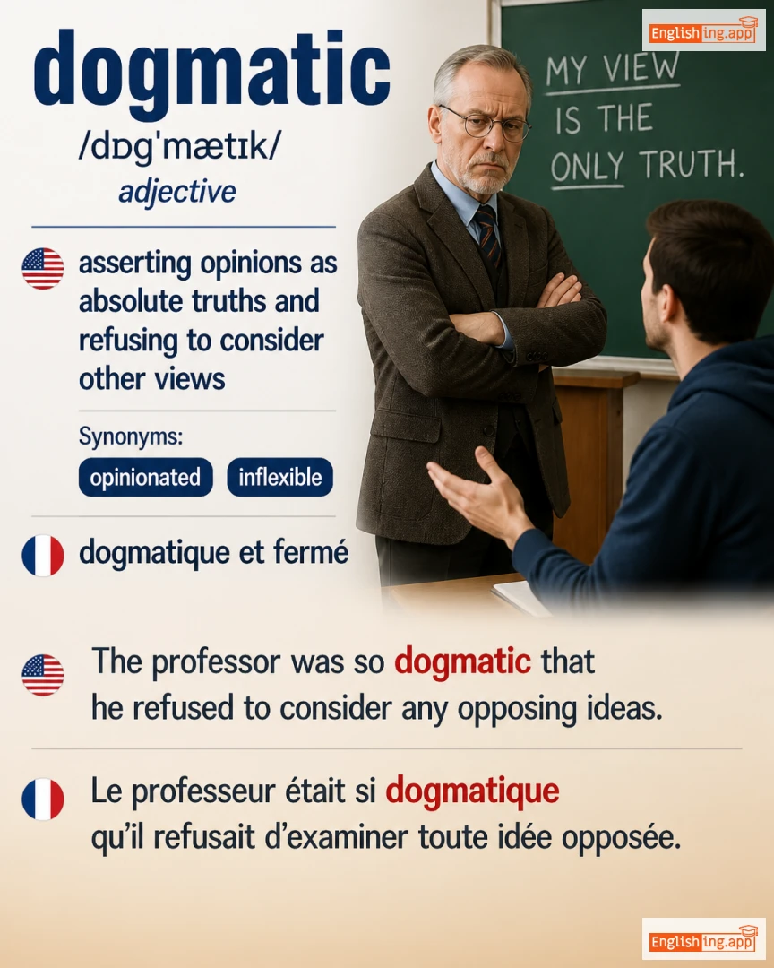 Dogmatic: English vocabulary meaning and example
