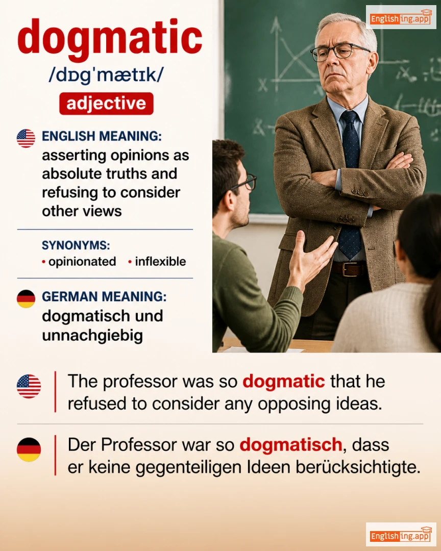 Dogmatic: English vocabulary meaning and example