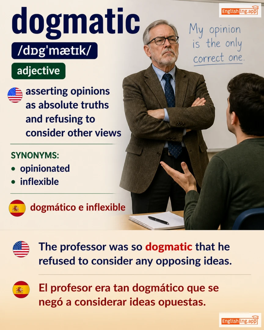 Dogmatic: English vocabulary meaning and example