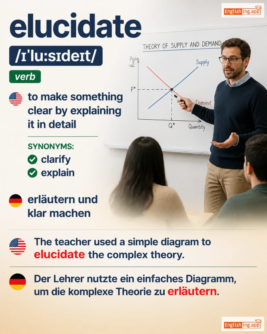 Elucidate: English vocabulary meaning and example