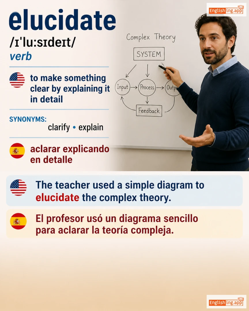Elucidate: English vocabulary meaning and example