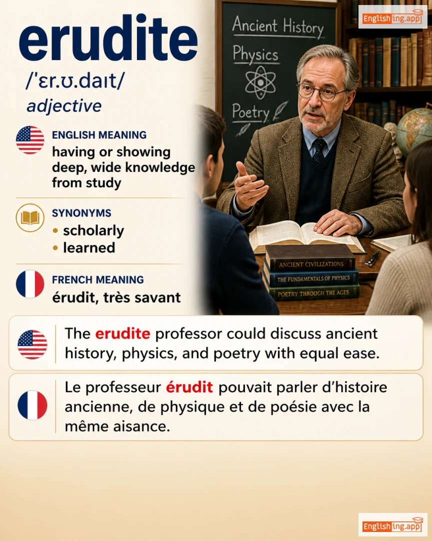 Erudite: English vocabulary meaning and example