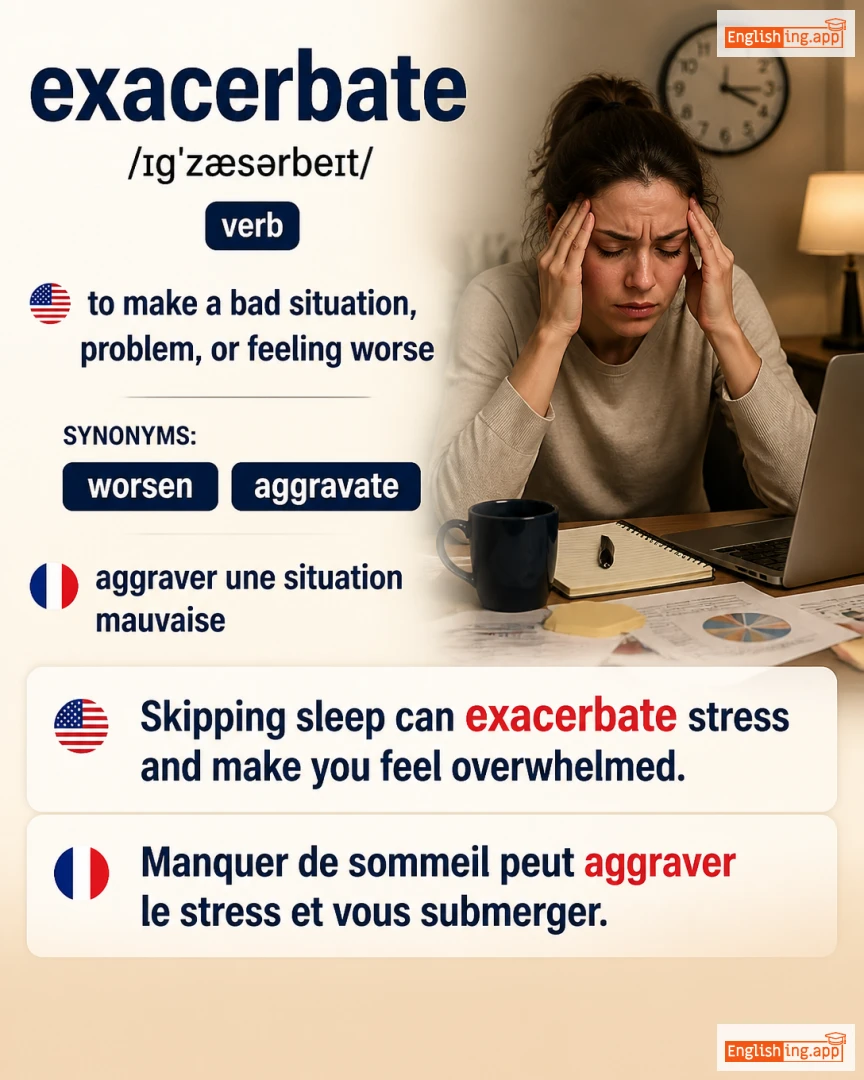 Exacerbate: English vocabulary meaning and example