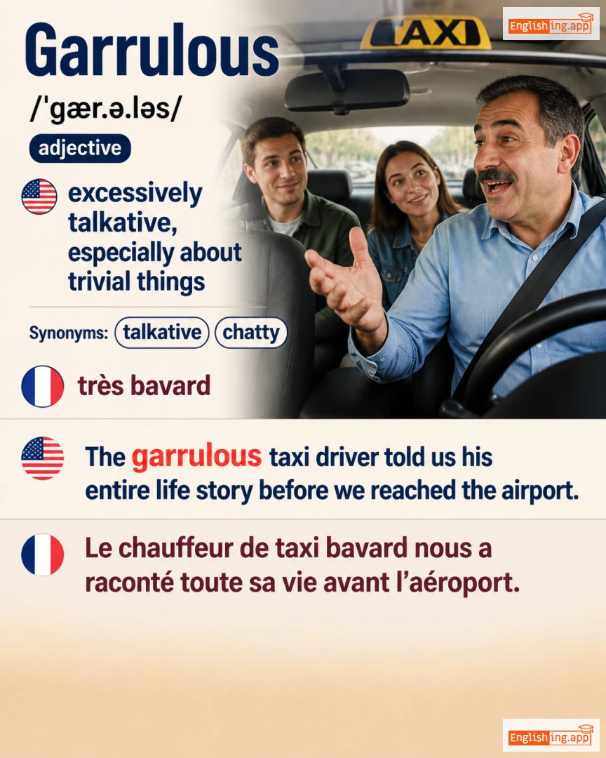Garrulous: English vocabulary meaning and example