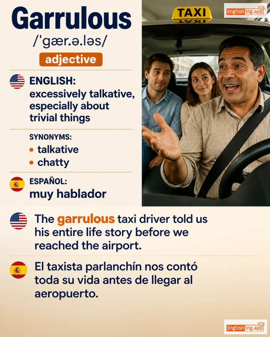 Garrulous: English vocabulary meaning and example