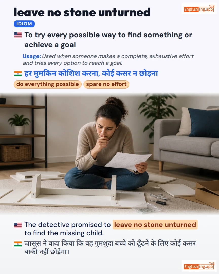 Leave No Stone Unturned: English expression meaning and example
