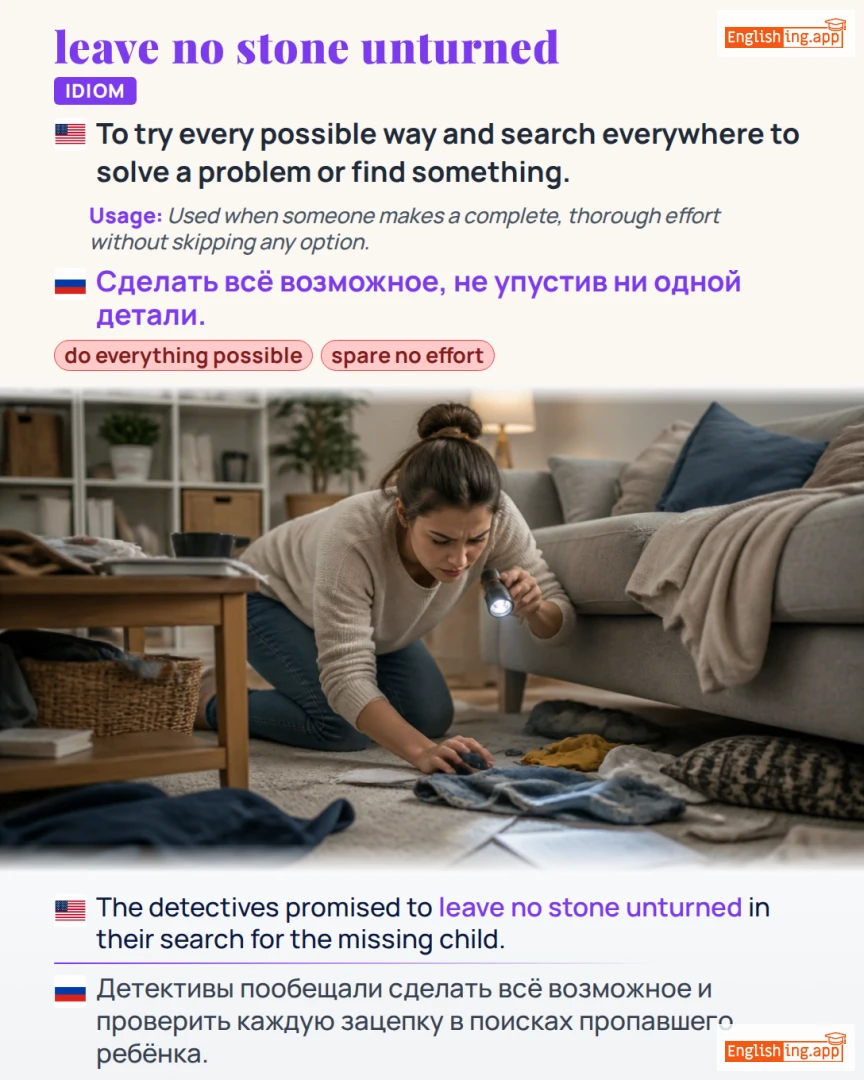 Leave No Stone Unturned: English expression meaning and example