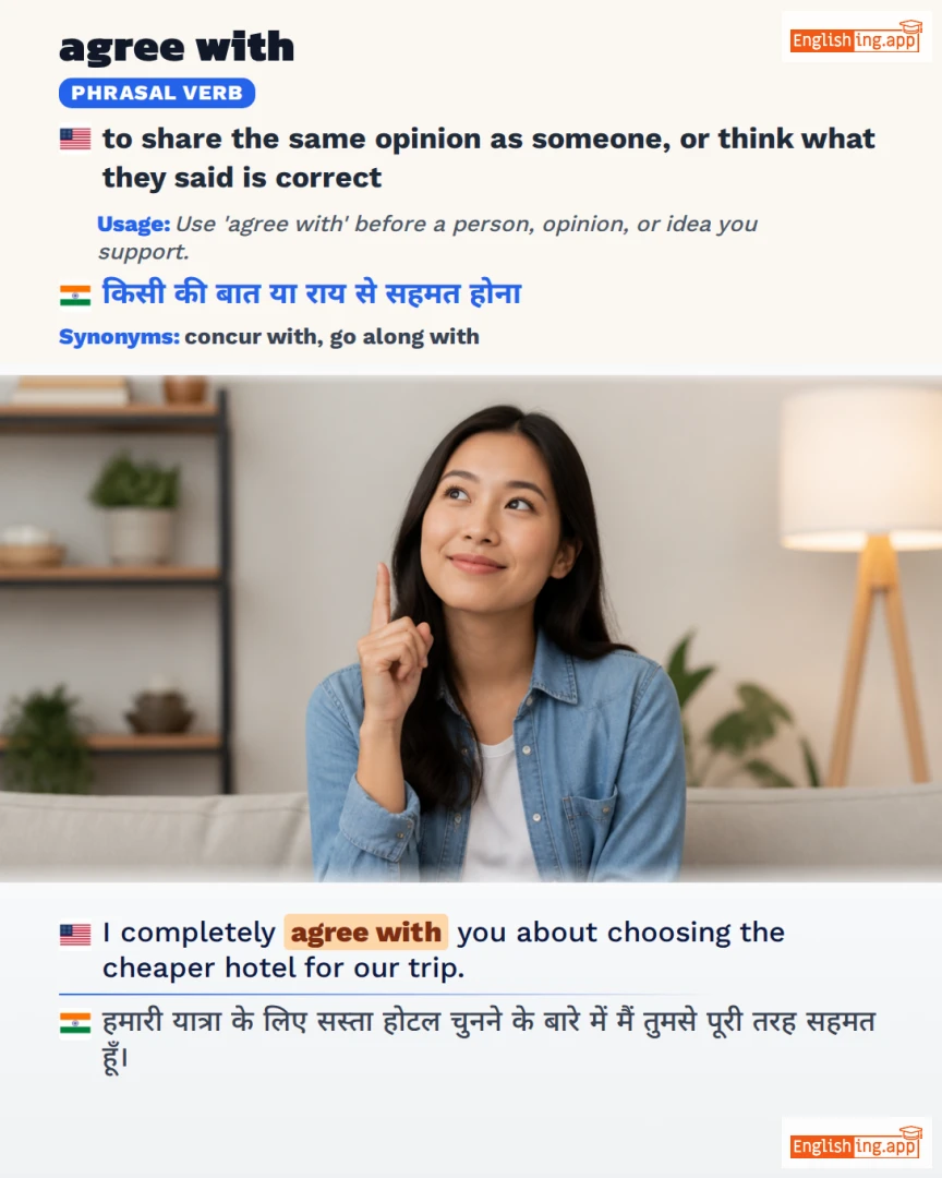 Agree With: English expression meaning and example