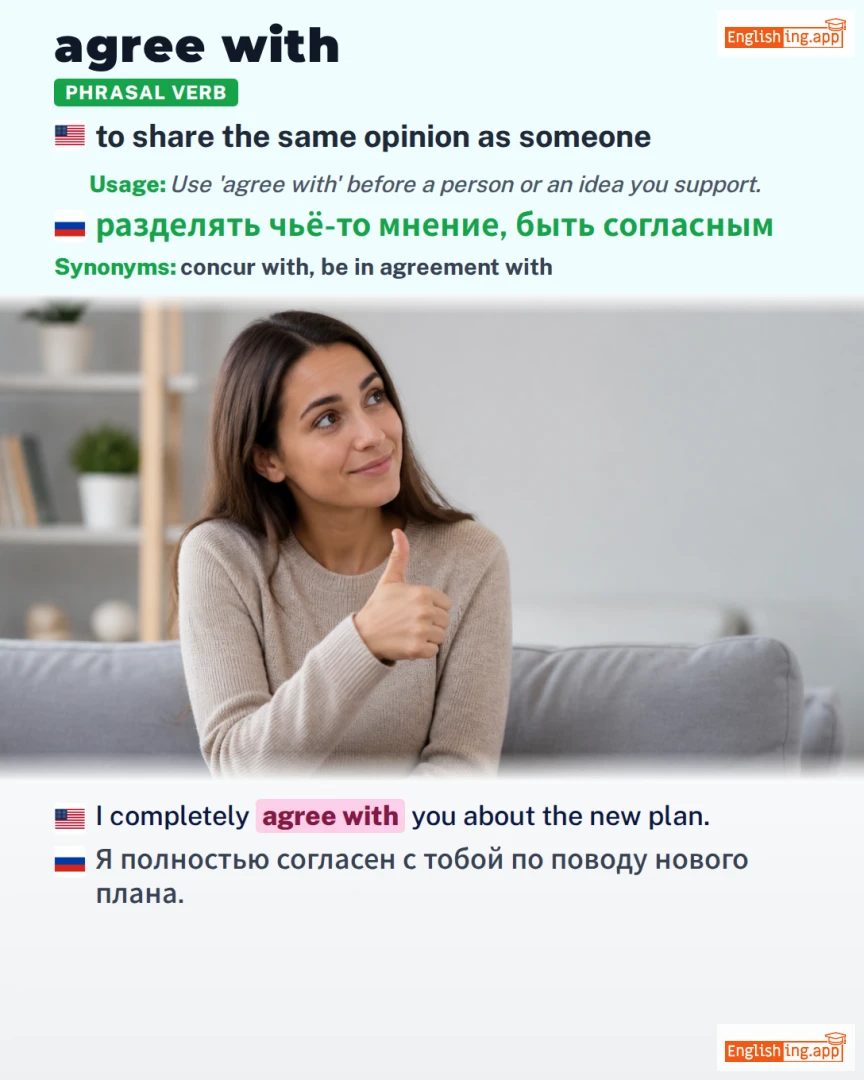 Agree With: English expression meaning and example