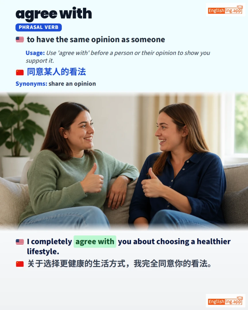 Agree With: English expression meaning and example