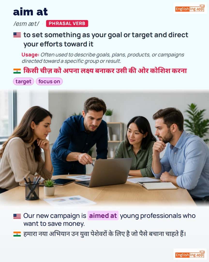 Aim At: English expression meaning and example