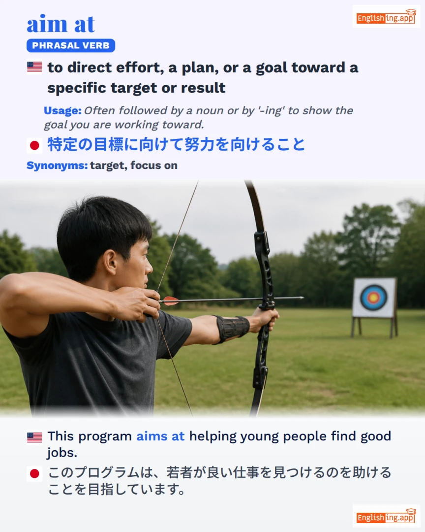 Aim At: English expression meaning and example