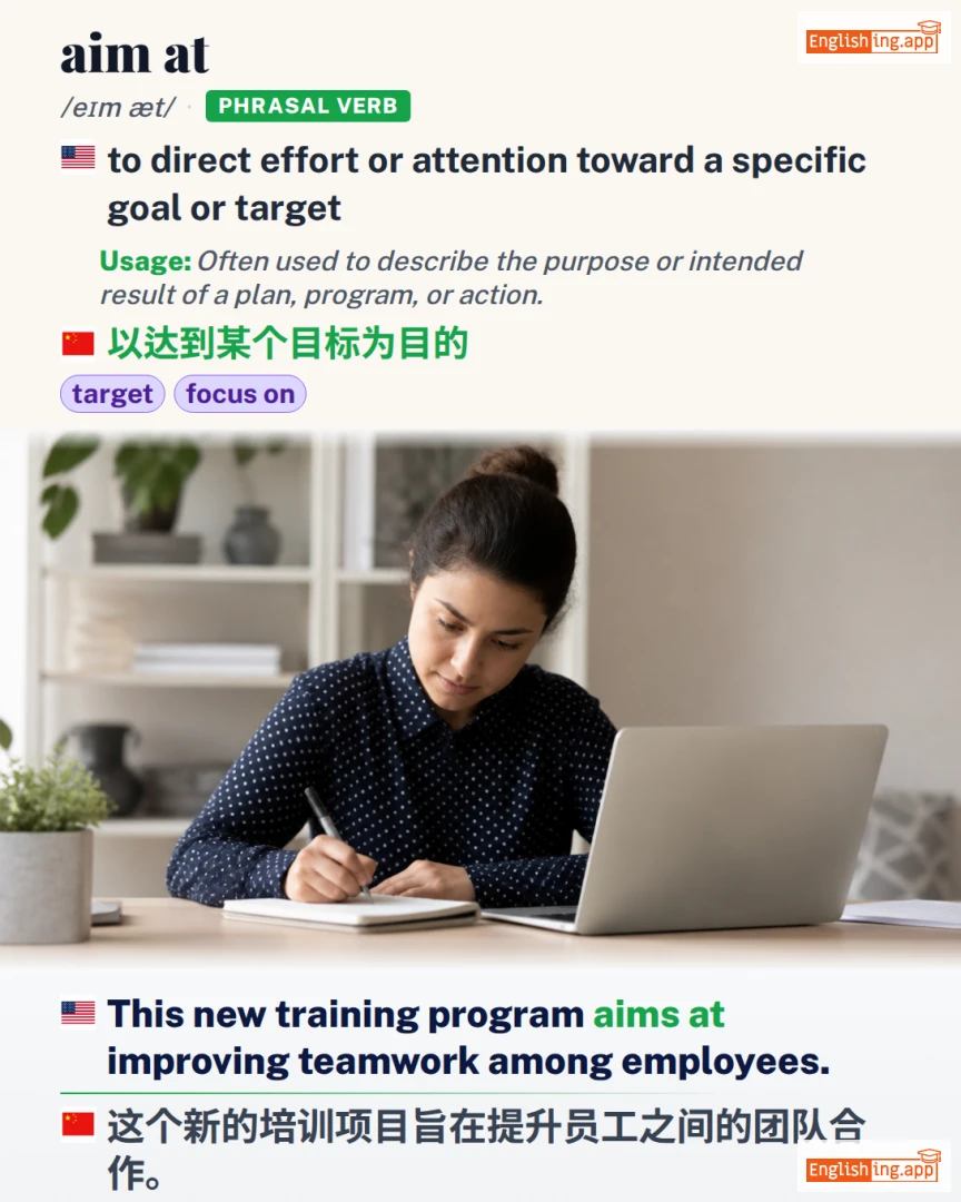 Aim At: English expression meaning and example