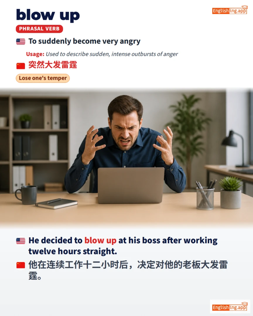 Blow Up: English expression meaning and example