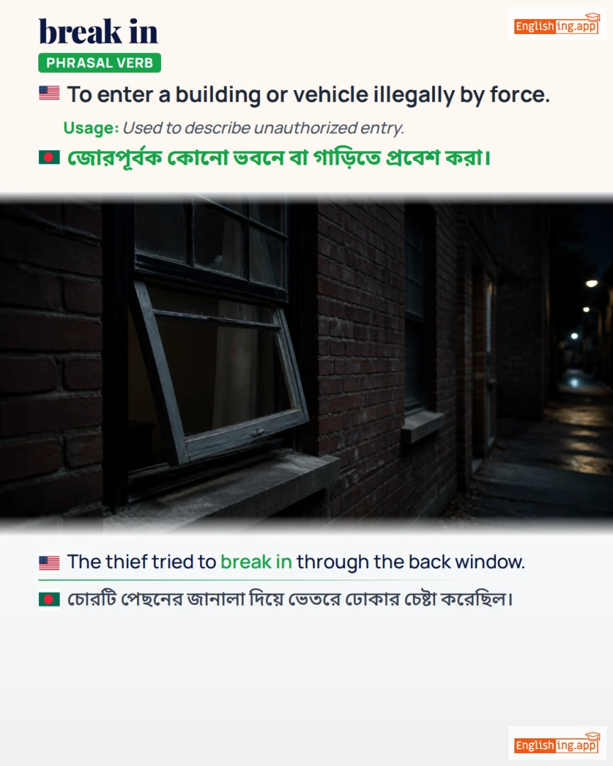 Break In: English expression meaning and example