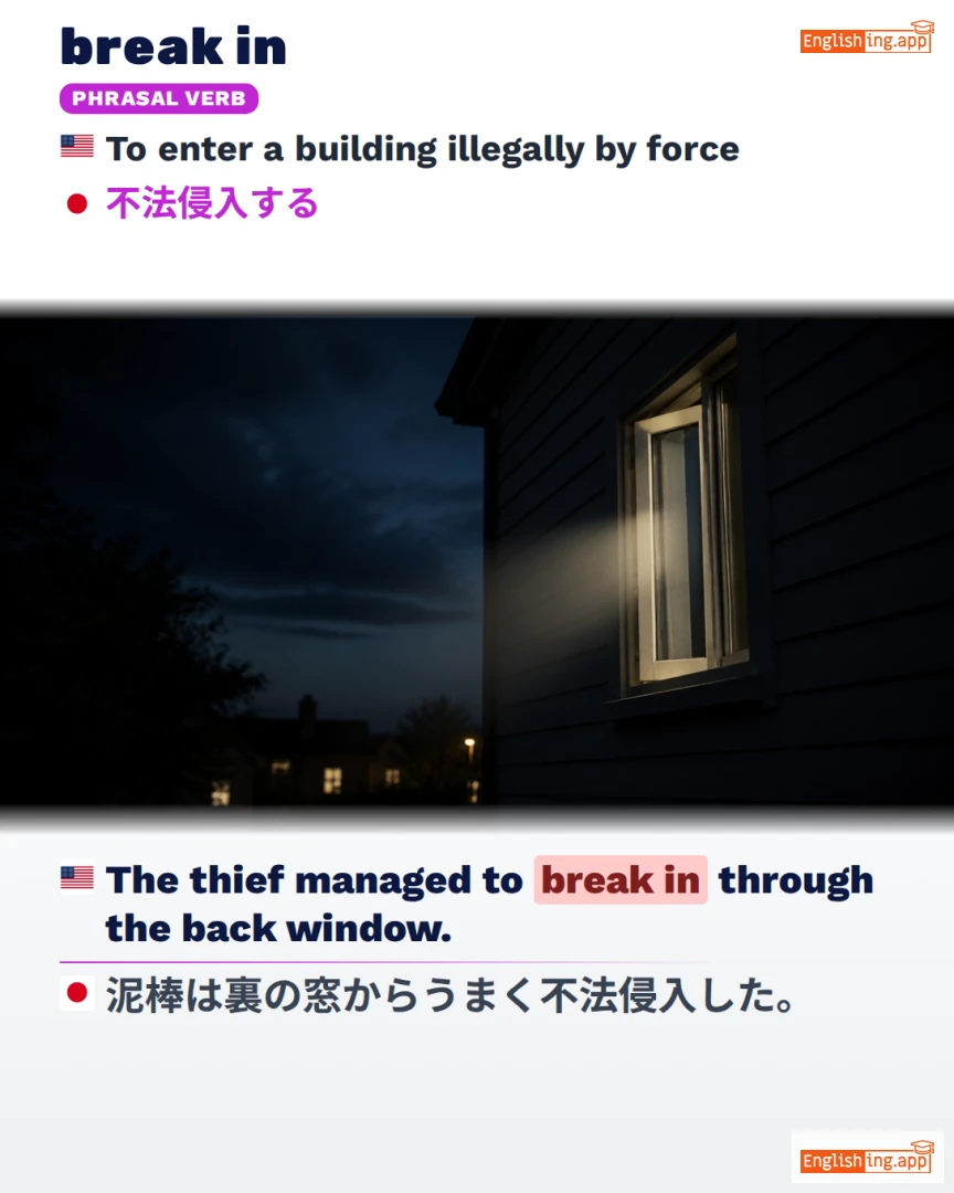 Break In: English expression meaning and example