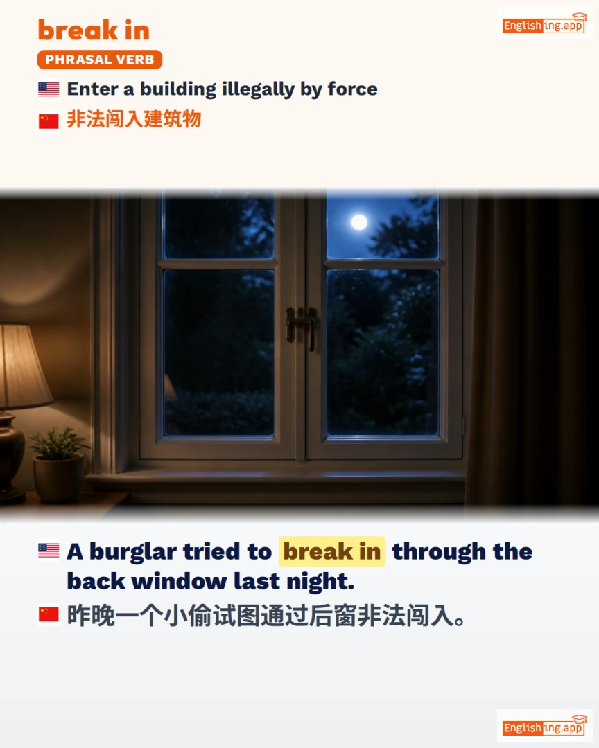Break In: English expression meaning and example