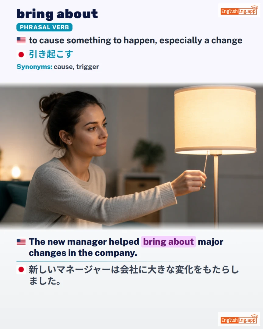 Bring About: English expression meaning and example