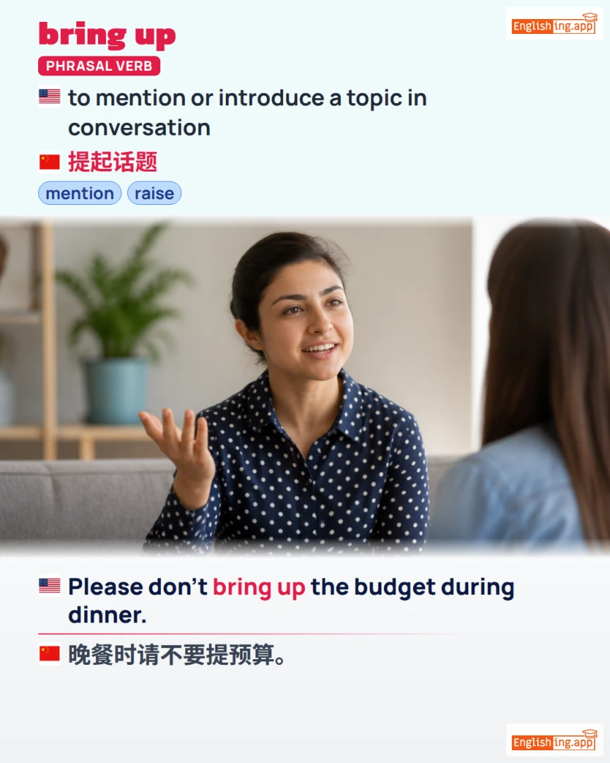 Bring Up: English expression meaning and example