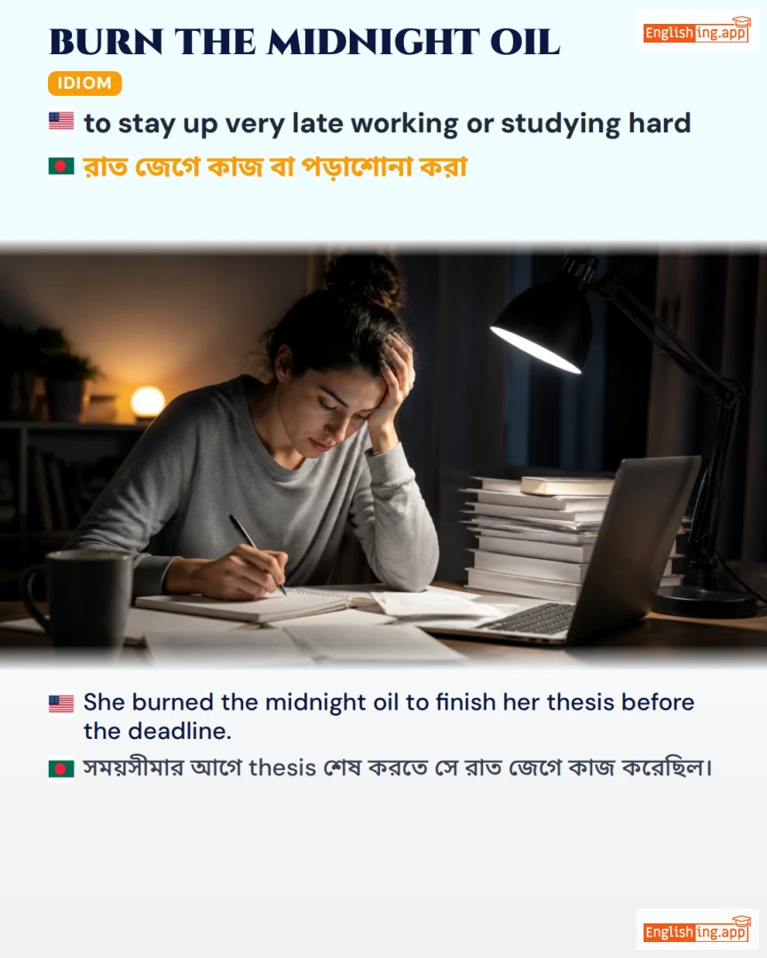 Burn The Midnight Oil: English expression meaning and example