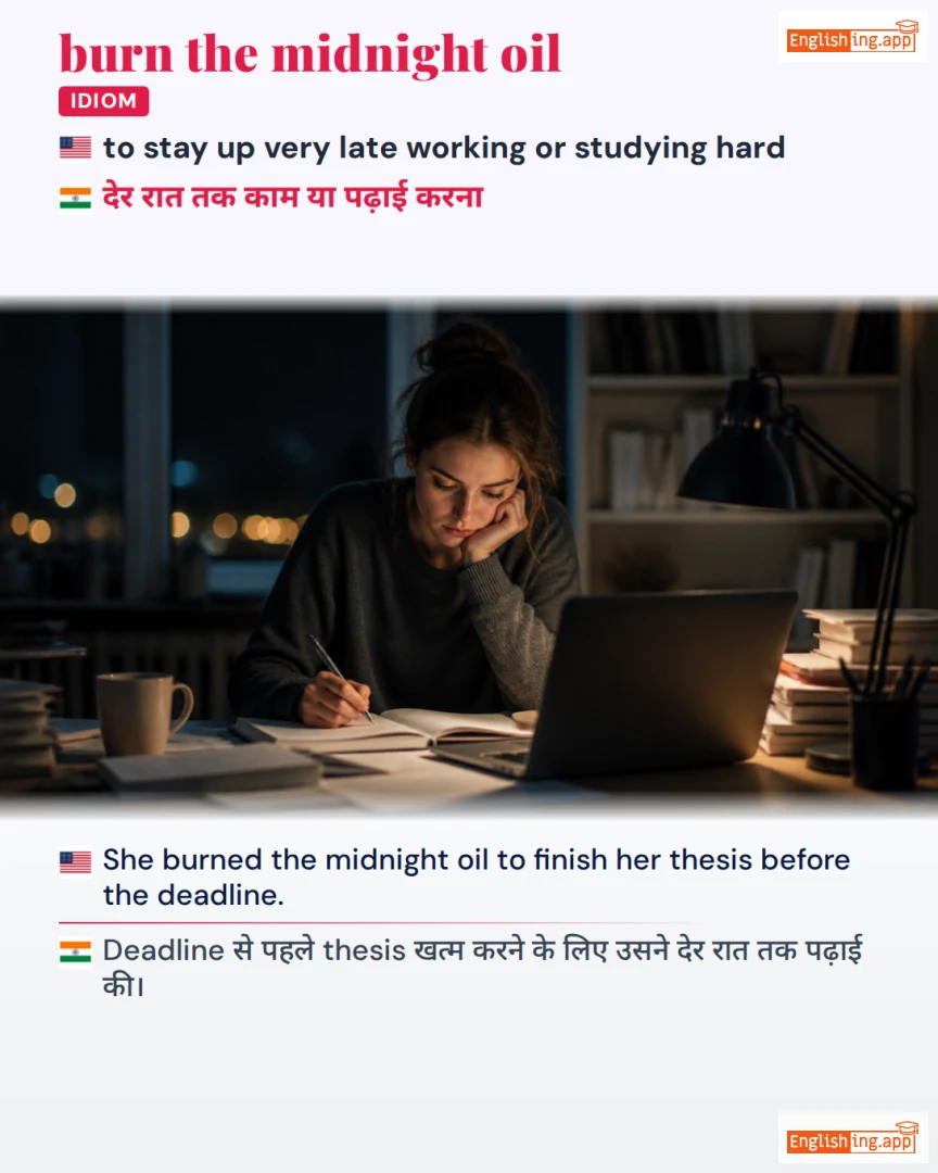 Burn The Midnight Oil: English expression meaning and example