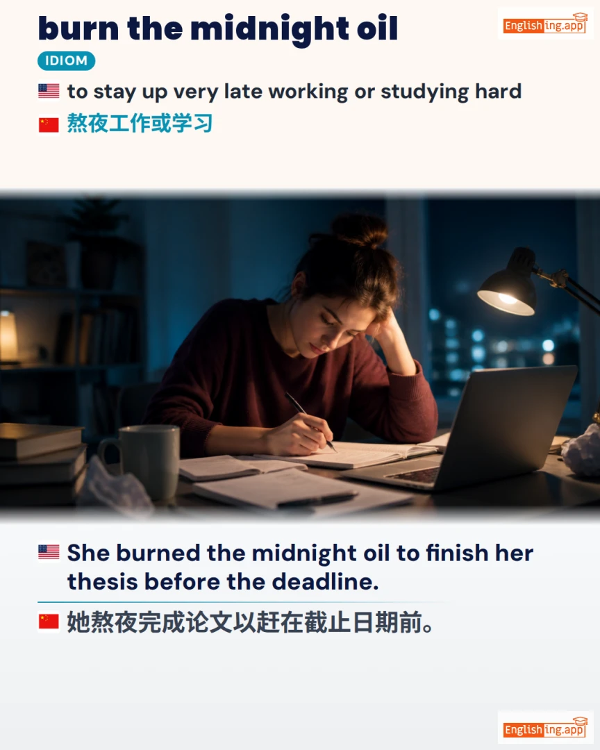 Burn The Midnight Oil: English expression meaning and example