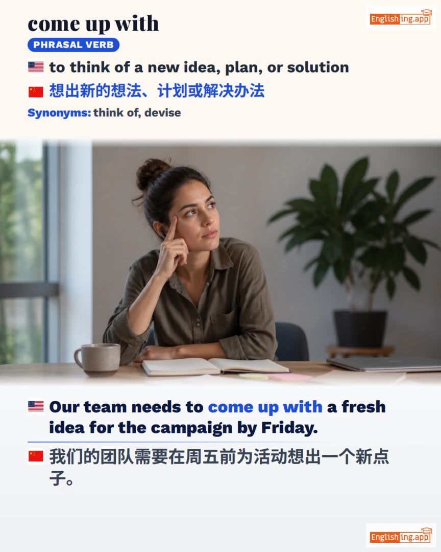 Come Up With: English expression meaning and example