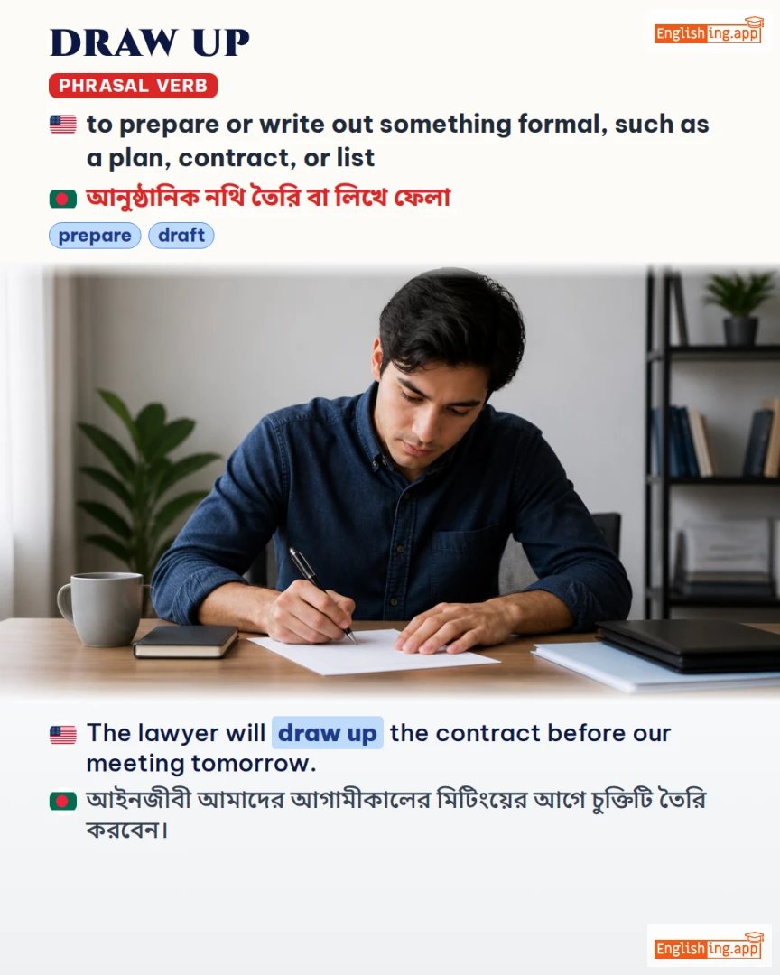Draw Up: English expression meaning and example