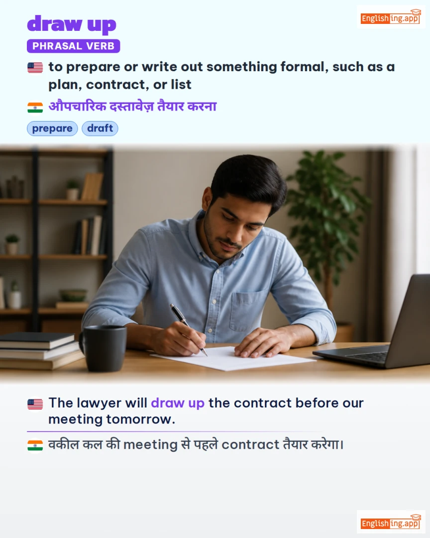 Draw Up: English expression meaning and example