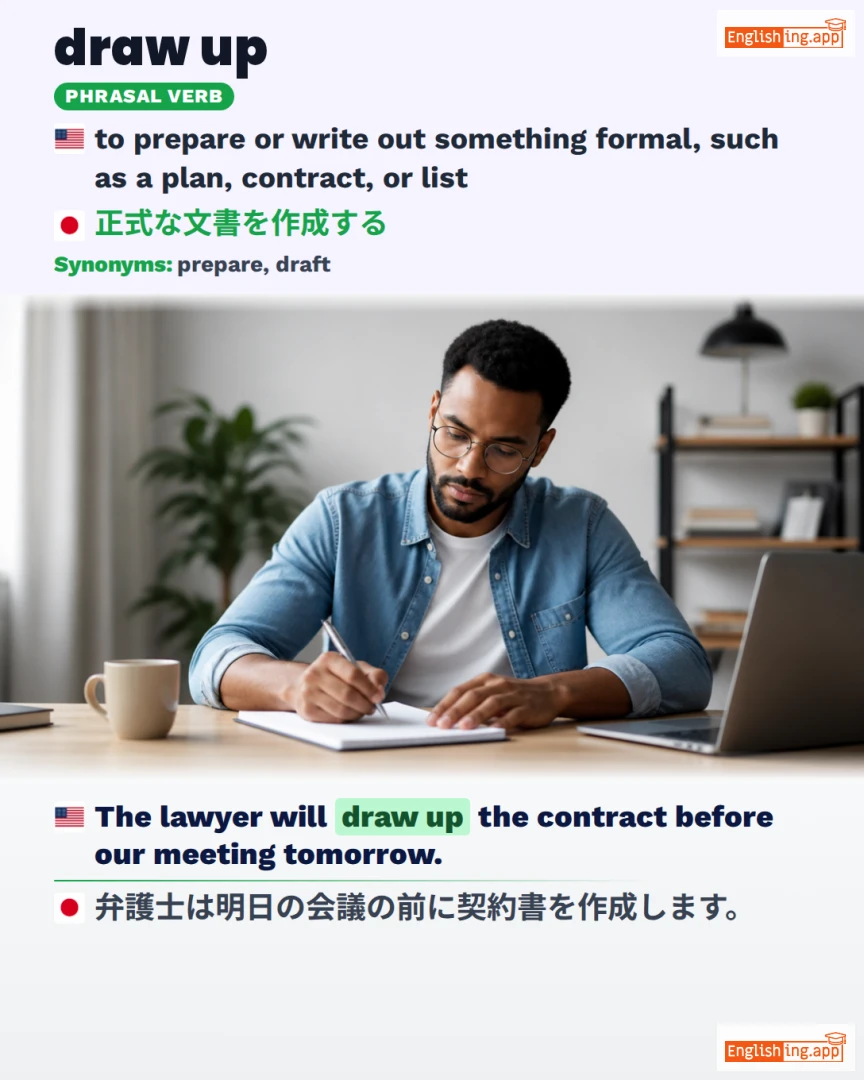Draw Up: English expression meaning and example