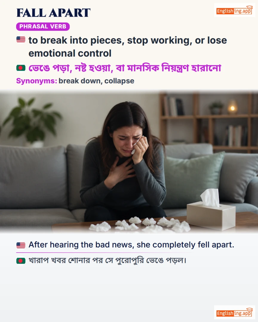 Fall Apart: English expression meaning and example