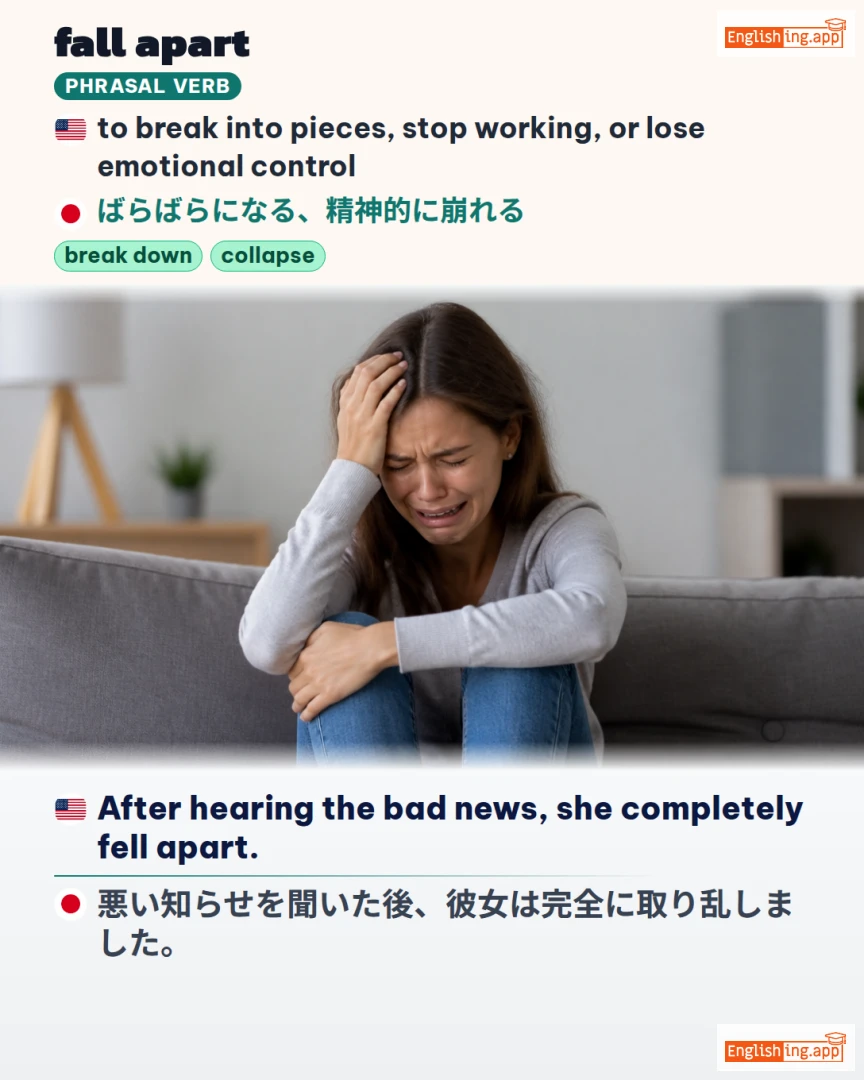 Fall Apart: English expression meaning and example