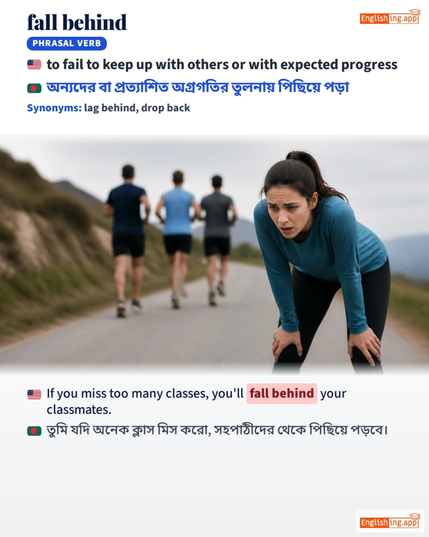 Fall Behind: English expression meaning and example