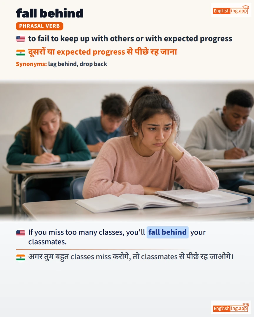 Fall Behind: English expression meaning and example