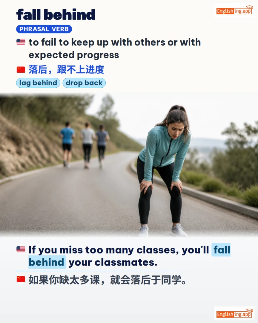 Fall Behind: English expression meaning and example