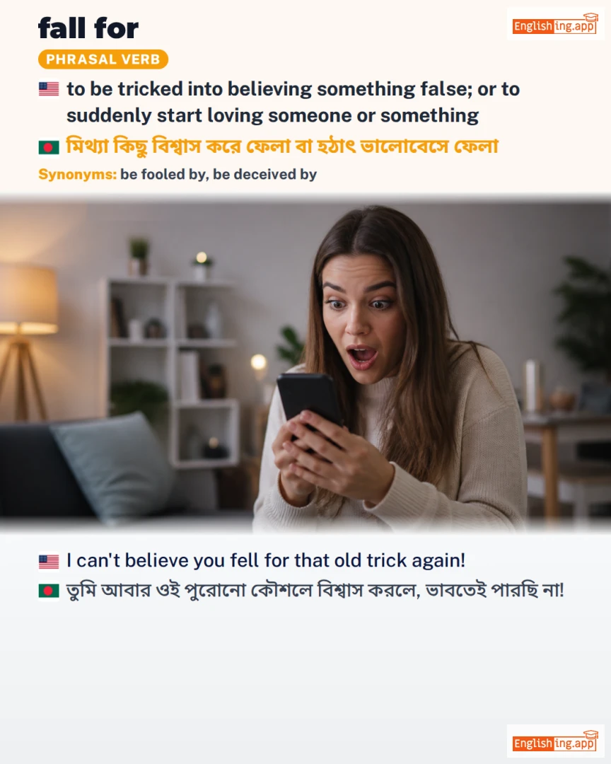 Fall For: English expression meaning and example