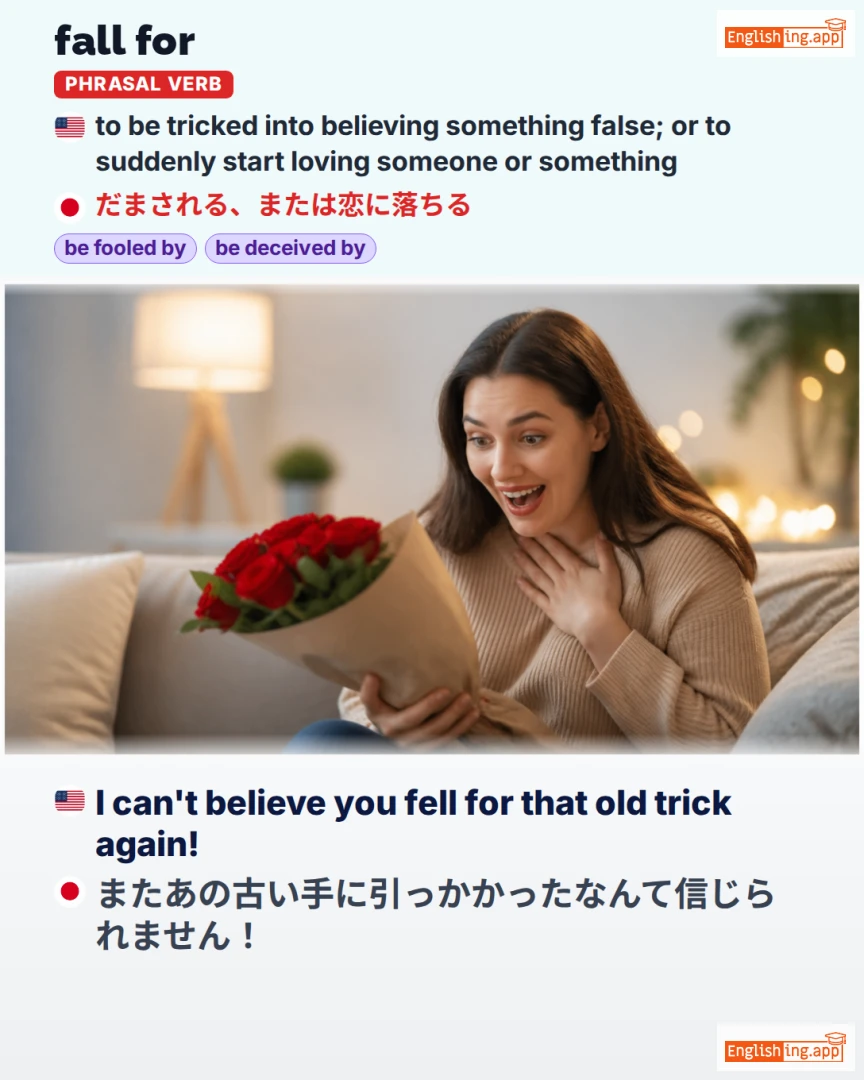 Fall For: English expression meaning and example