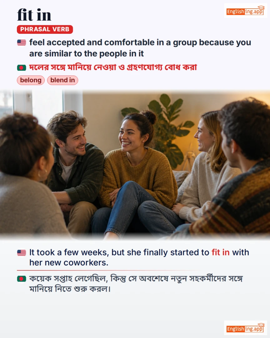 Fit In: English expression meaning and example