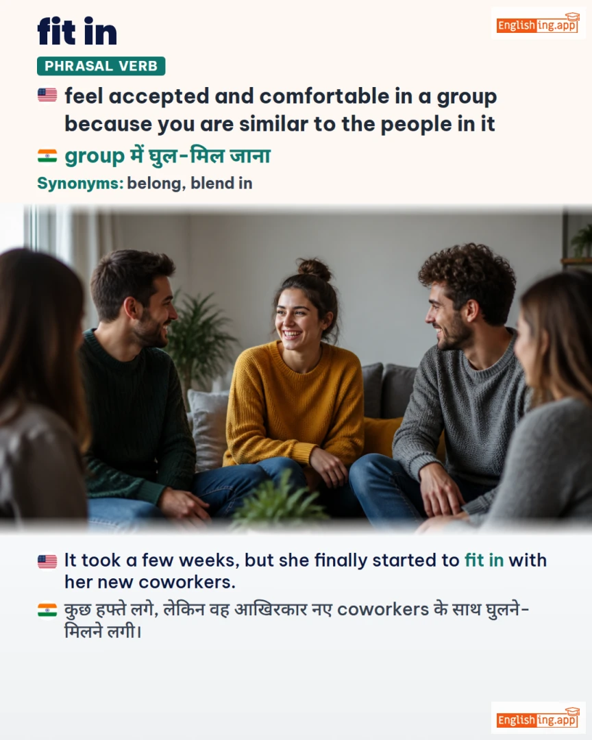 Fit In: English expression meaning and example
