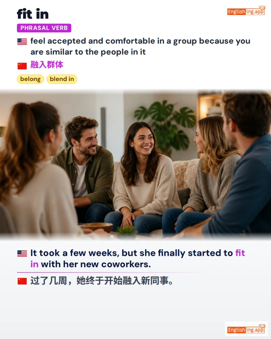 Fit In: English expression meaning and example