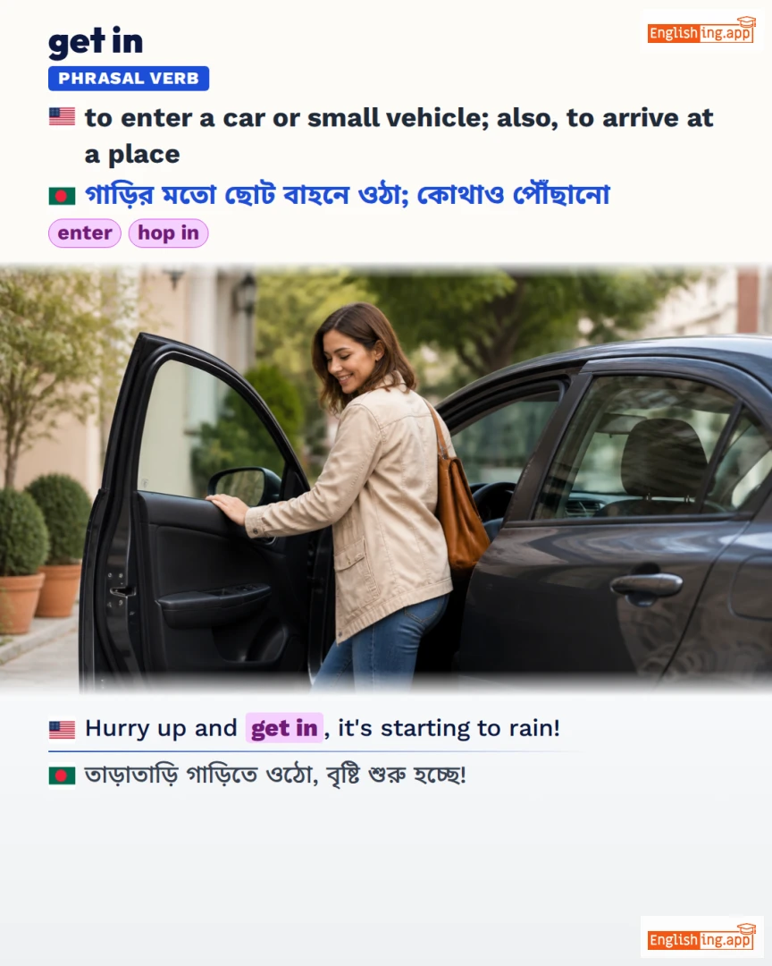 Get In: English expression meaning and example