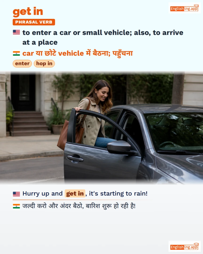 Get In: English expression meaning and example
