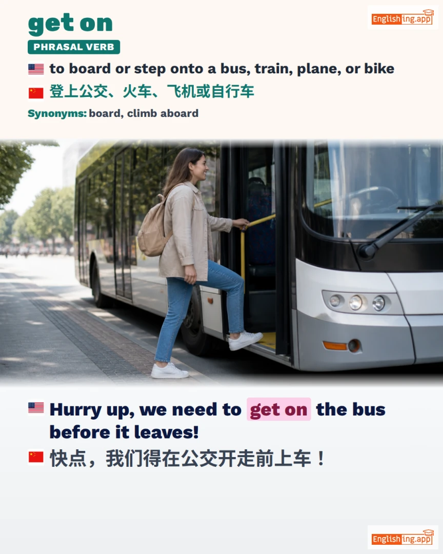 Get On: English expression meaning and example