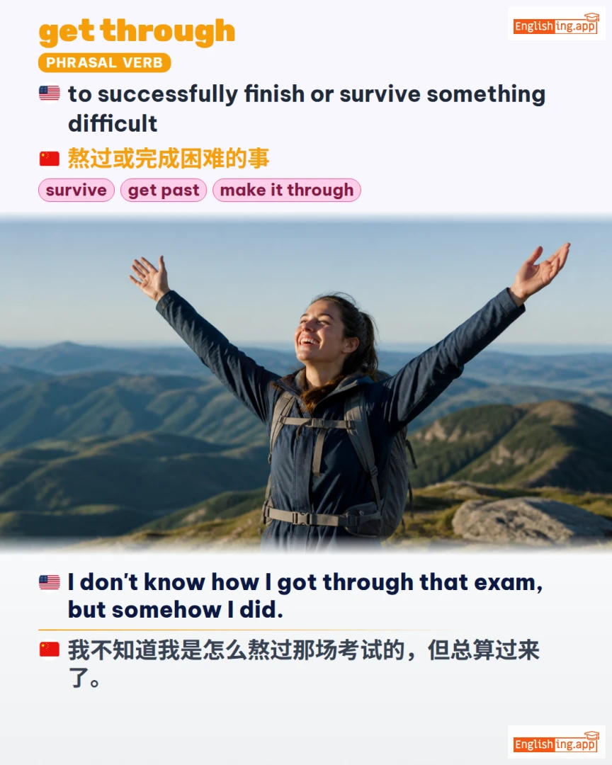 Get Through: English expression meaning and example